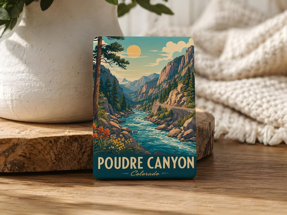 Poudre Canyon Fridge Magnet, Colorado Canyon Souvenir, Scenic Poudre River and Rocky Mountain Landscape Magnet