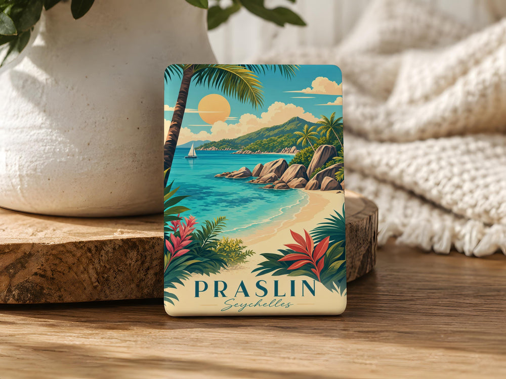Praslin Seychelles Fridge Magnet, Praslin Island Souvenir Magnet, Seychelles Travel Gift, Tropical Island Vacation Keepsake Magnet