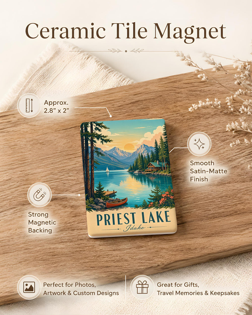 Priest Lake Idaho Fridge Magnet, Priest Lake Souvenir Magnet, Idaho Lake Travel Keepsake Magnet, Priest Lake Gift