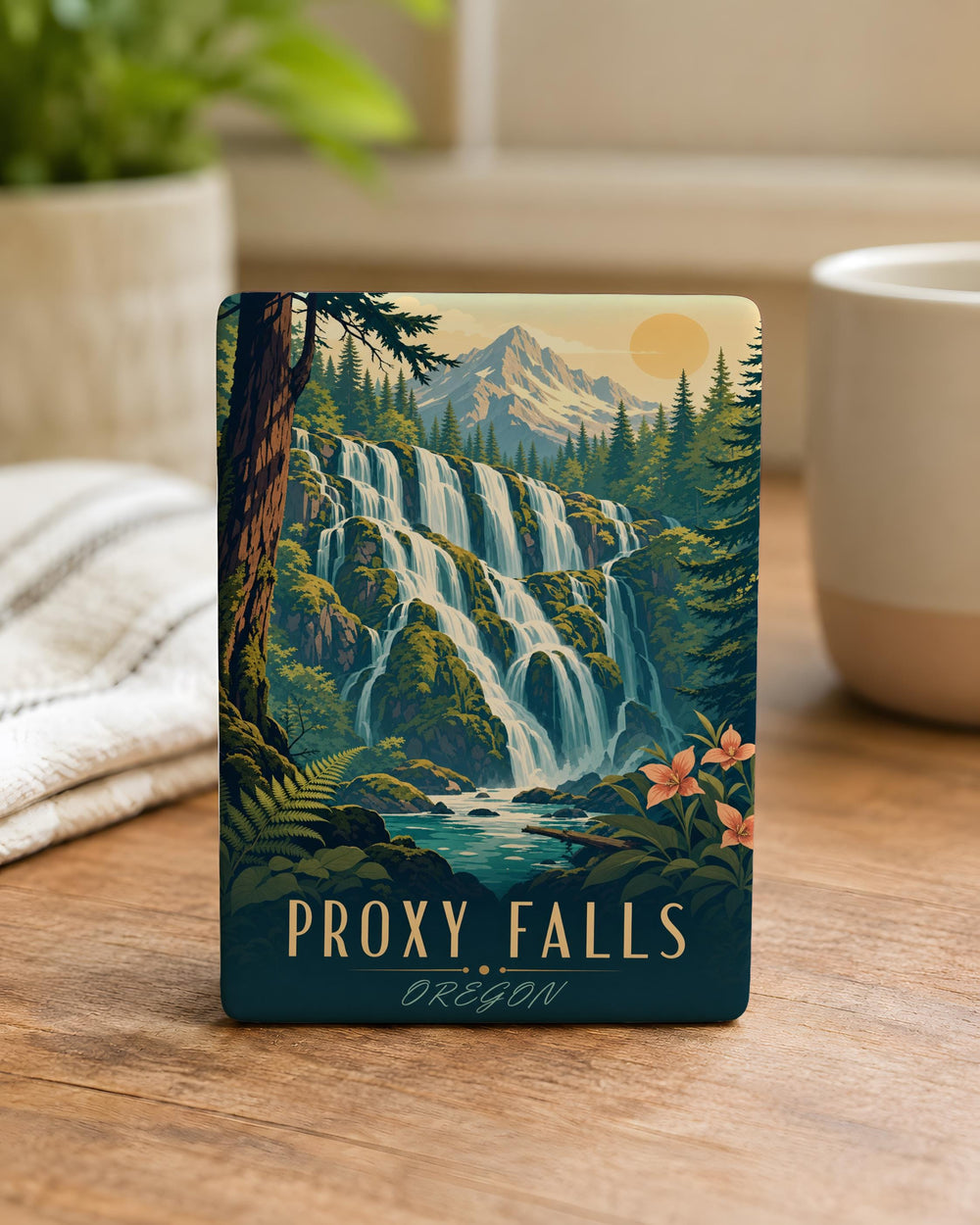 Proxy Falls Waterfall Fridge Magnet, Oregon Cascade Mountain Falls Souvenir Magnet, Nature Travel Keepsake Magnet