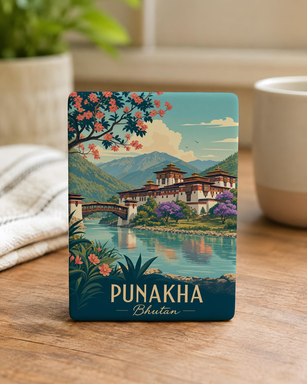 Punakha Bhutan Fridge Magnet, Punakha Dzong Souvenir Magnet, Bhutan Travel Keepsake Magnet, Himalayan Landmark Magnet