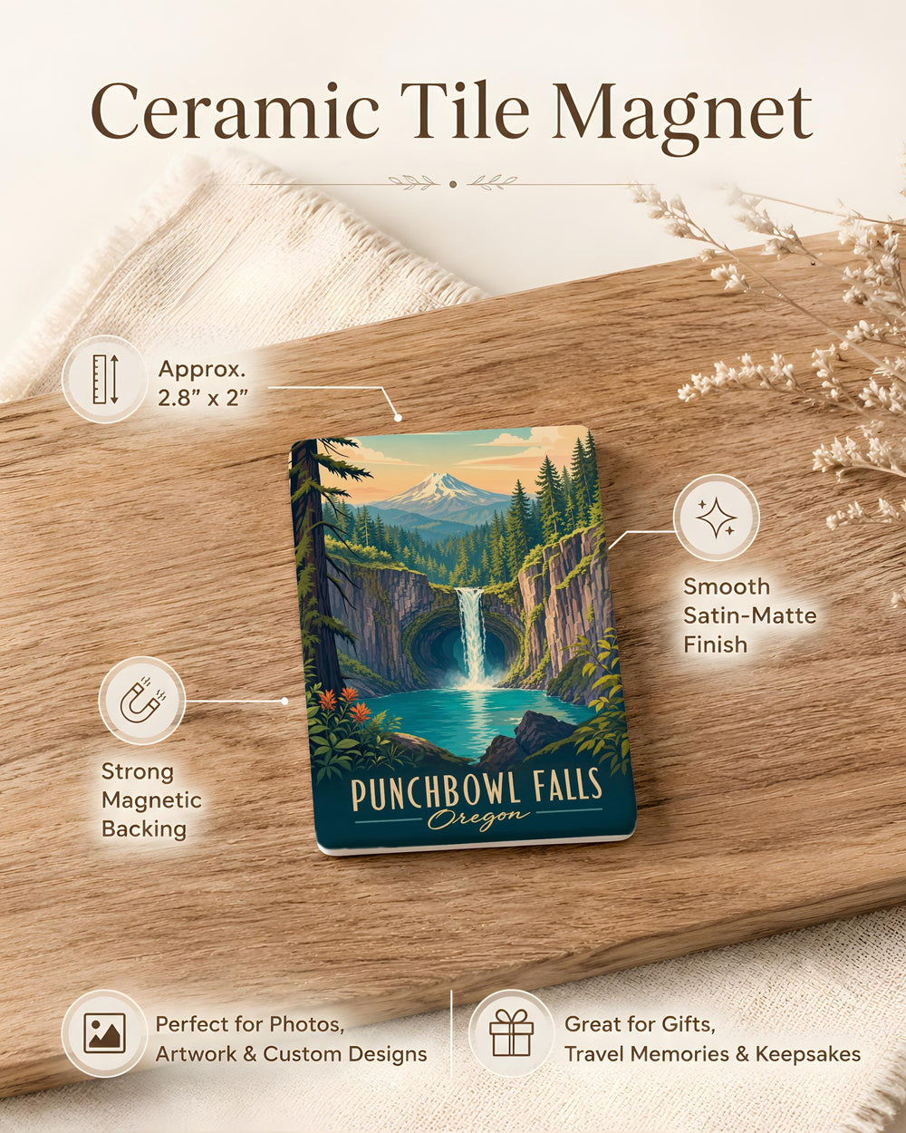Punchbowl Falls Oregon Fridge Magnet, Columbia River Gorge Waterfall Souvenir, Oregon Travel Gift, Scenic Nature Keepsake