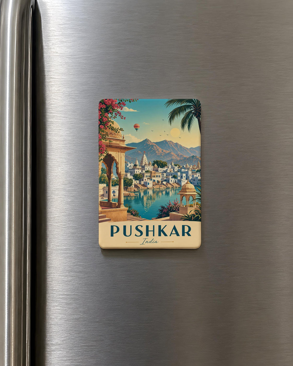 Pushkar India Fridge Magnet, Pushkar Rajasthan Souvenir Magnet, India Travel Gift, Pushkar City Landmark Keepsake Magnet