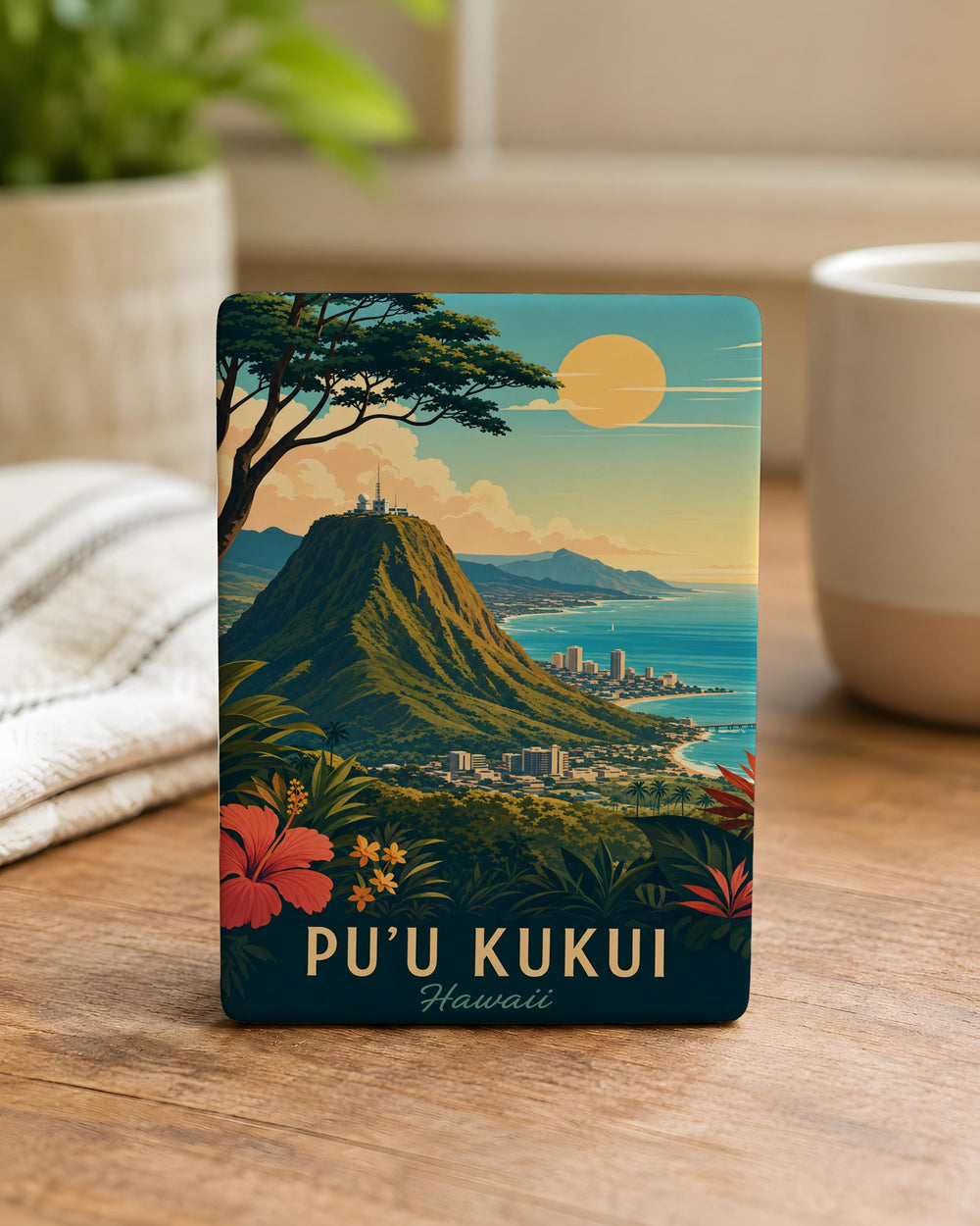 Puu Kukui Fridge Magnet, Maui Hawaii Mountain Peak Souvenir Magnet, Tropical Island Landmark Refrigerator Magnet
