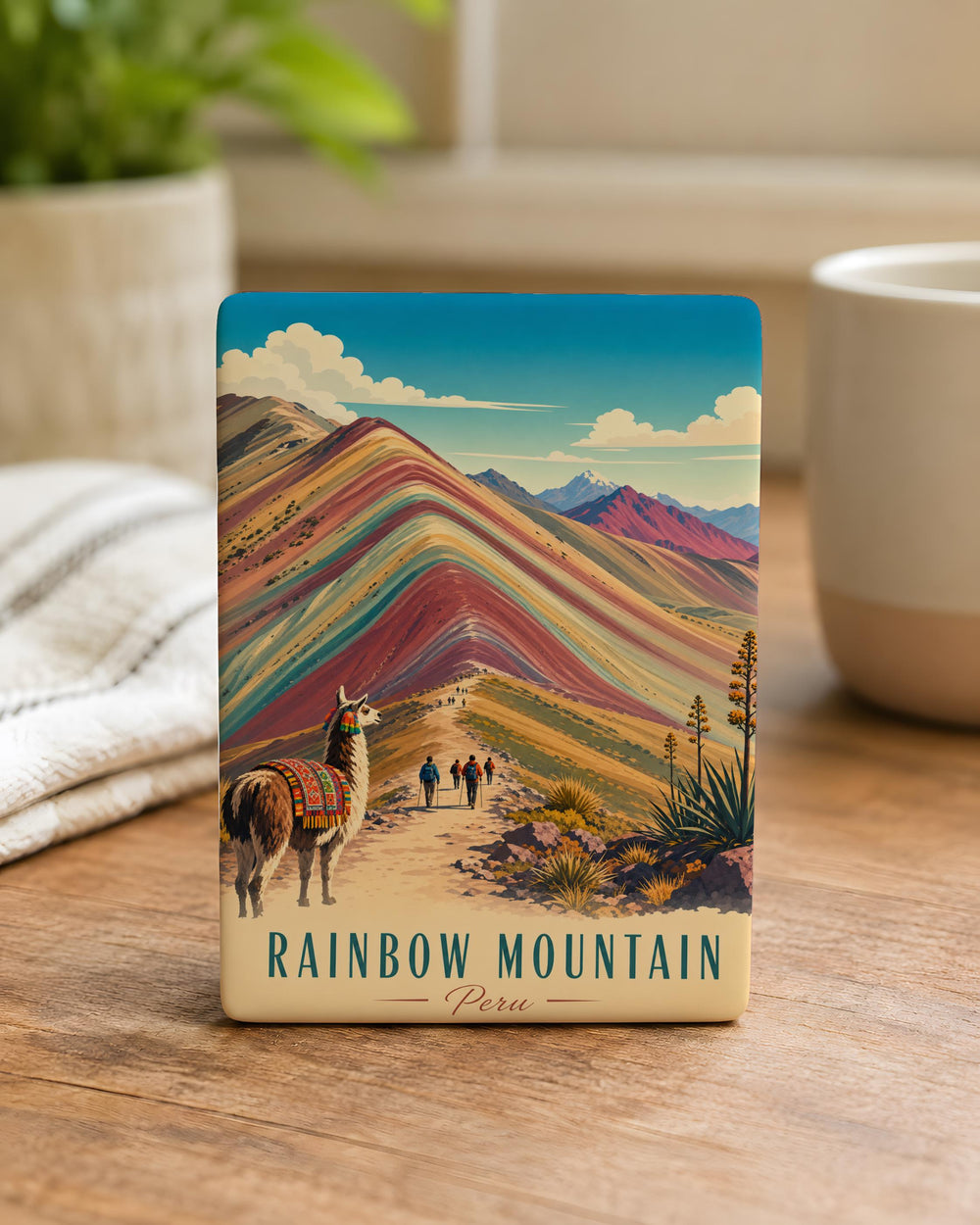 Rainbow Mountain Peru Fridge Magnet, Vinicunca Andes Souvenir Magnet, Peru Travel Gift, Mountain Landscape Kitchen Magnet