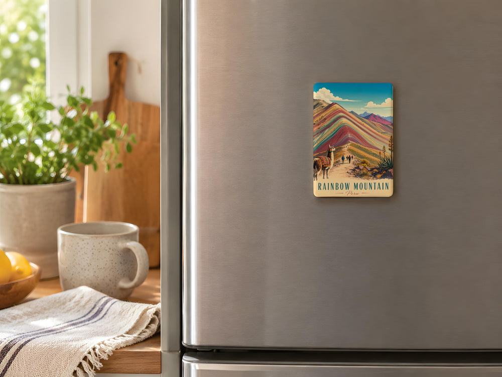 Rainbow Mountain Peru Fridge Magnet, Vinicunca Andes Souvenir Magnet, Peru Travel Gift, Mountain Landscape Kitchen Magnet