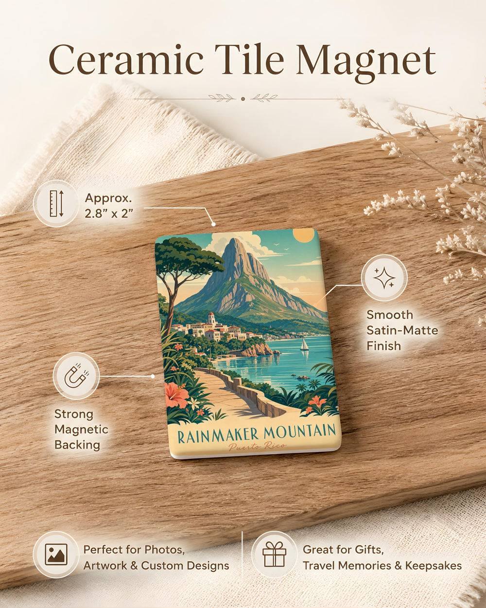 Rainmaker Mountain Fridge Magnet, Mountain Peak Landscape Souvenir Magnet, Nature Adventure Travel Keepsake Magnet