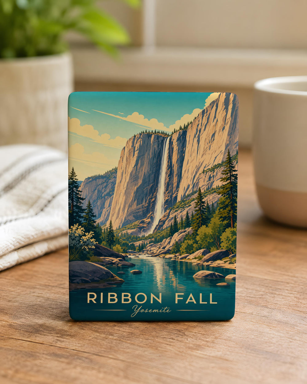 Ribbon Fall Yosemite National Park Fridge Magnet, Waterfall Landmark Souvenir Magnet, California Travel Gift