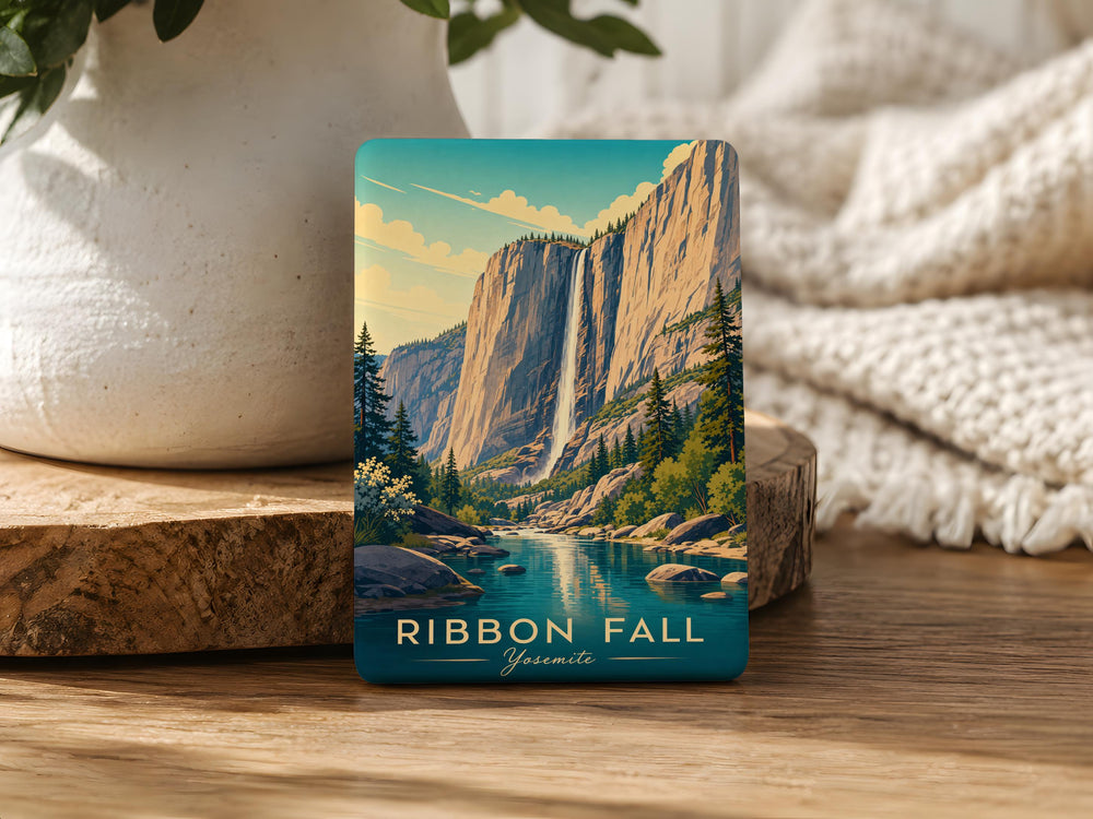 Ribbon Fall Yosemite National Park Fridge Magnet, Waterfall Landmark Souvenir Magnet, California Travel Gift