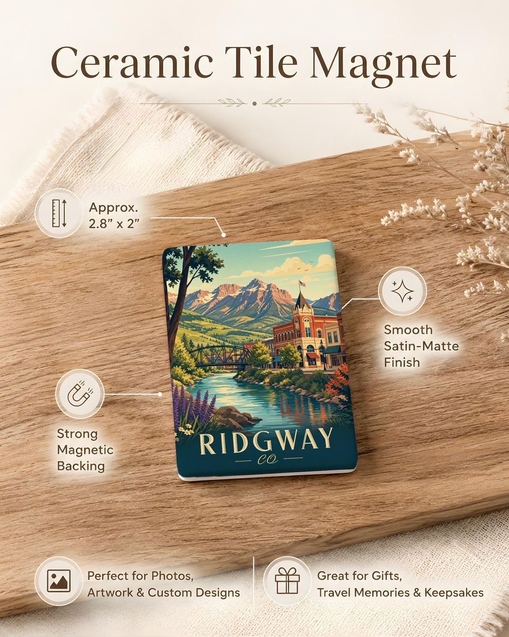 Ridgway Colorado Fridge Magnet, Ridgway CO Souvenir Magnet, Colorado Mountain Town Travel Gift, Rocky Mountains Keepsake Magnet