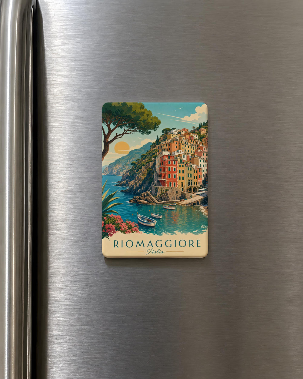 Riomaggiore Fridge Magnet, Cinque Terre Italy Coastal Village Souvenir, Scenic Harbor Cliffside Houses Travel Gift