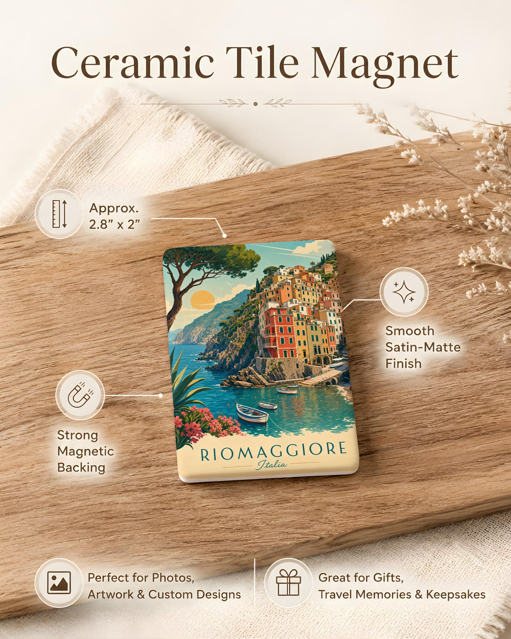Riomaggiore Fridge Magnet, Cinque Terre Italy Coastal Village Souvenir, Scenic Harbor Cliffside Houses Travel Gift