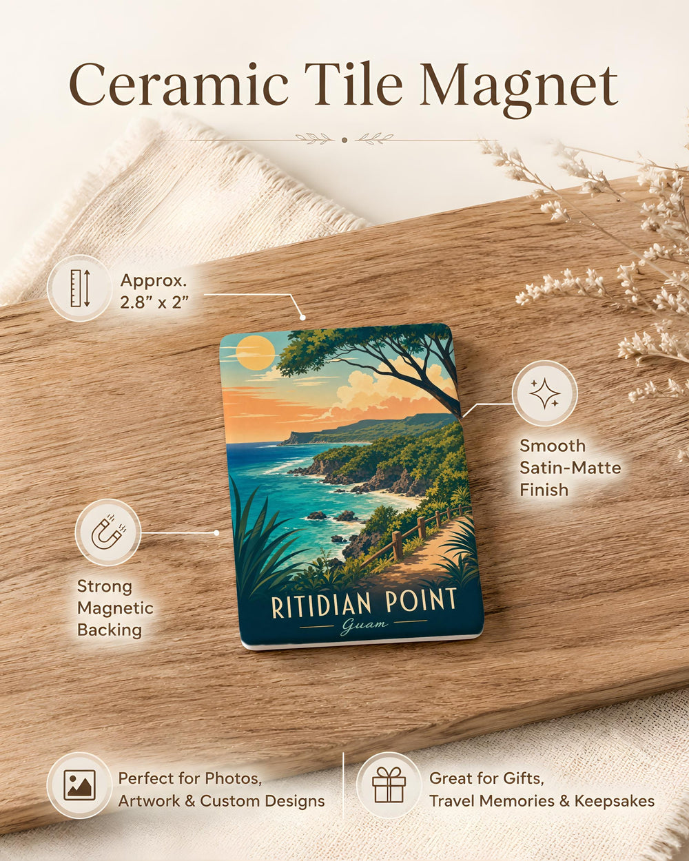 Ritidian Point Guam Fridge Magnet, Scenic Coastal Landmark Souvenir Magnet, Travel Keepsake Gift