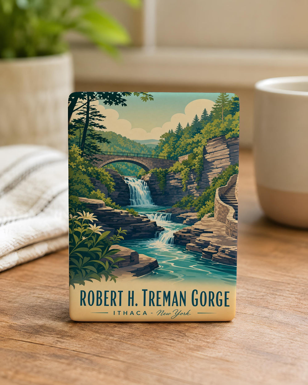 Robert H. Treman Gorge Fridge Magnet, Ithaca New York State Park Souvenir, Gorge Waterfall Nature Travel Keepsake