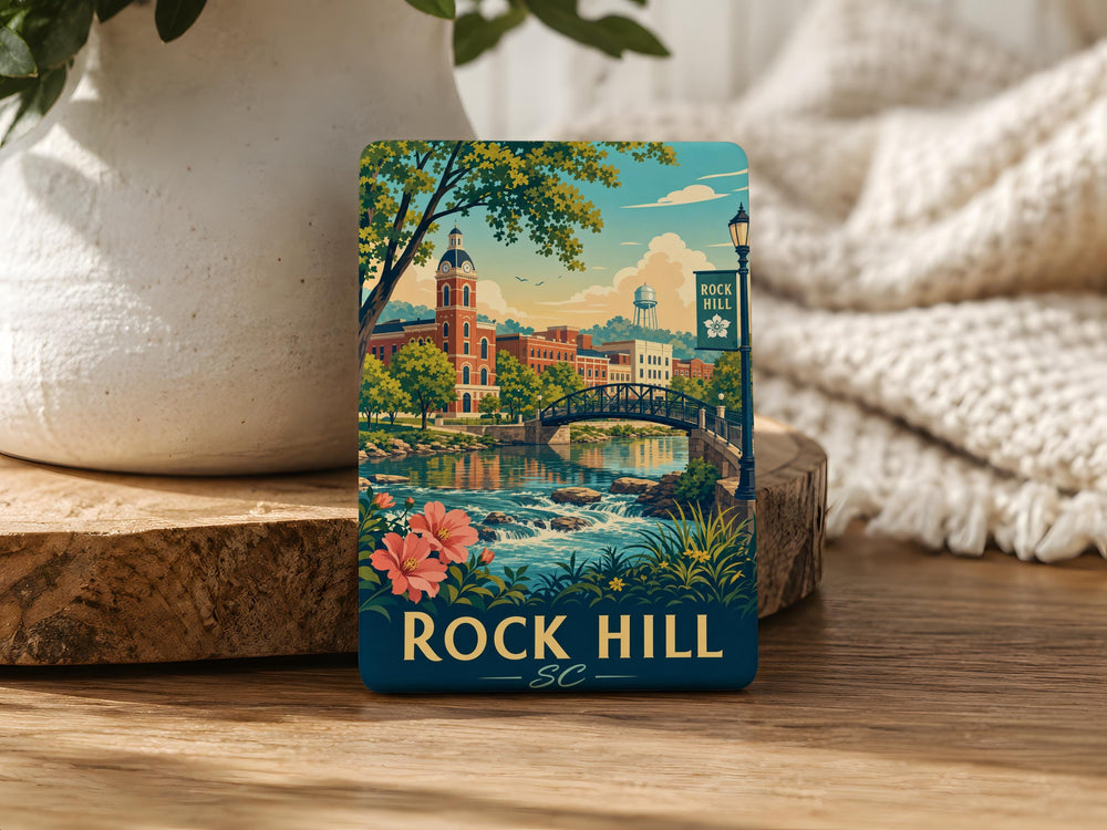 Rock Hill SC Fridge Magnet, Rock Hill South Carolina Souvenir Magnet, City Landmark Travel Keepsake Gift