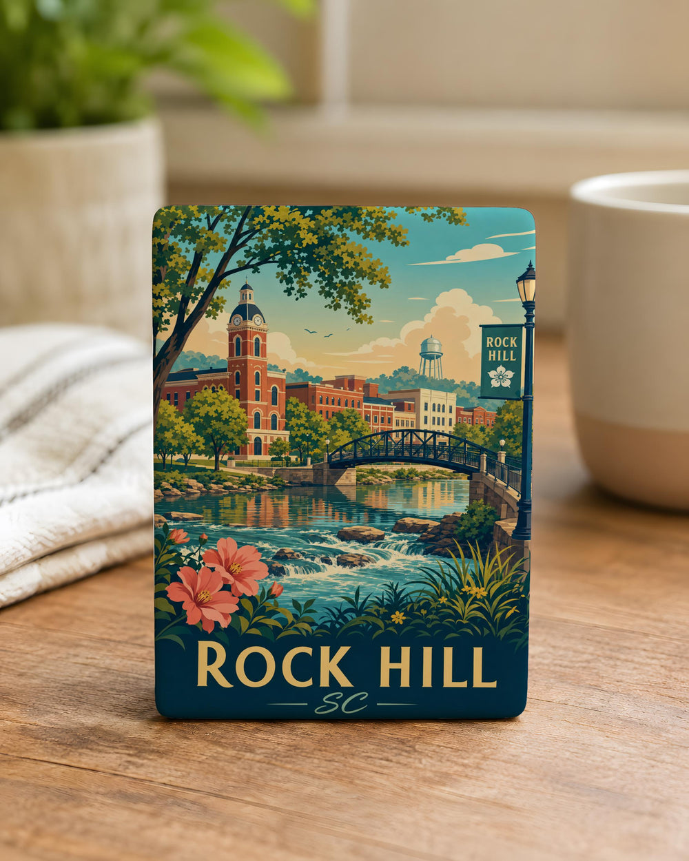 Rock Hill SC Fridge Magnet, Rock Hill South Carolina Souvenir Magnet, City Landmark Travel Keepsake Gift