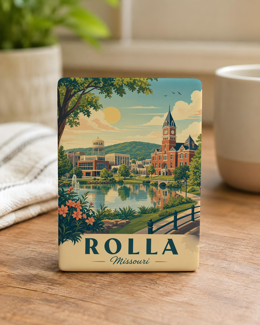 Rolla MO Fridge Magnet, Missouri City Souvenir Magnet, Rolla Missouri Travel Gift, Route 66 Landmark Keepsake Magnet