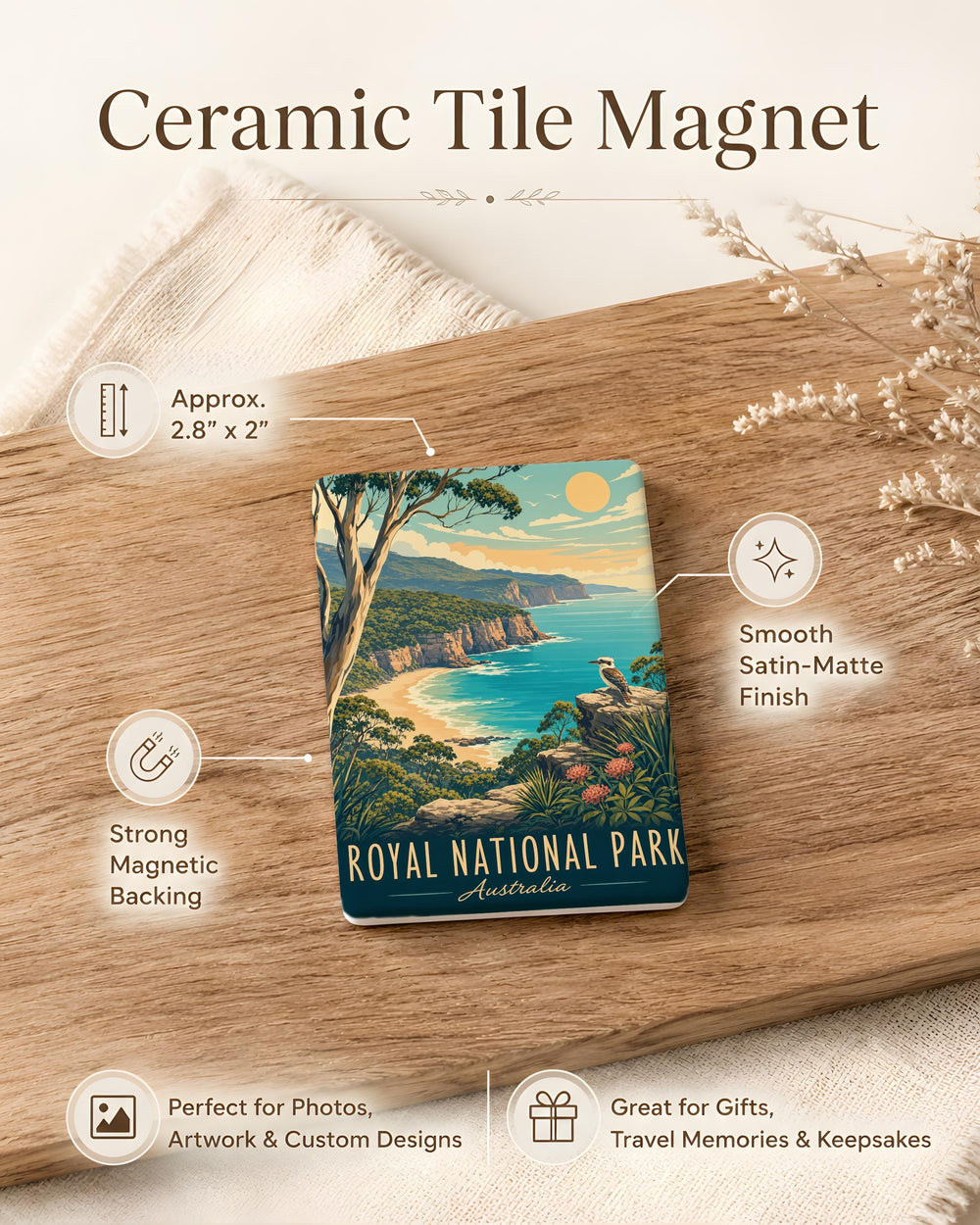 Royal National Park Australia Fridge Magnet, Sydney New South Wales Souvenir, Coastal Bushland Hiking Travel Keepsake Magnet