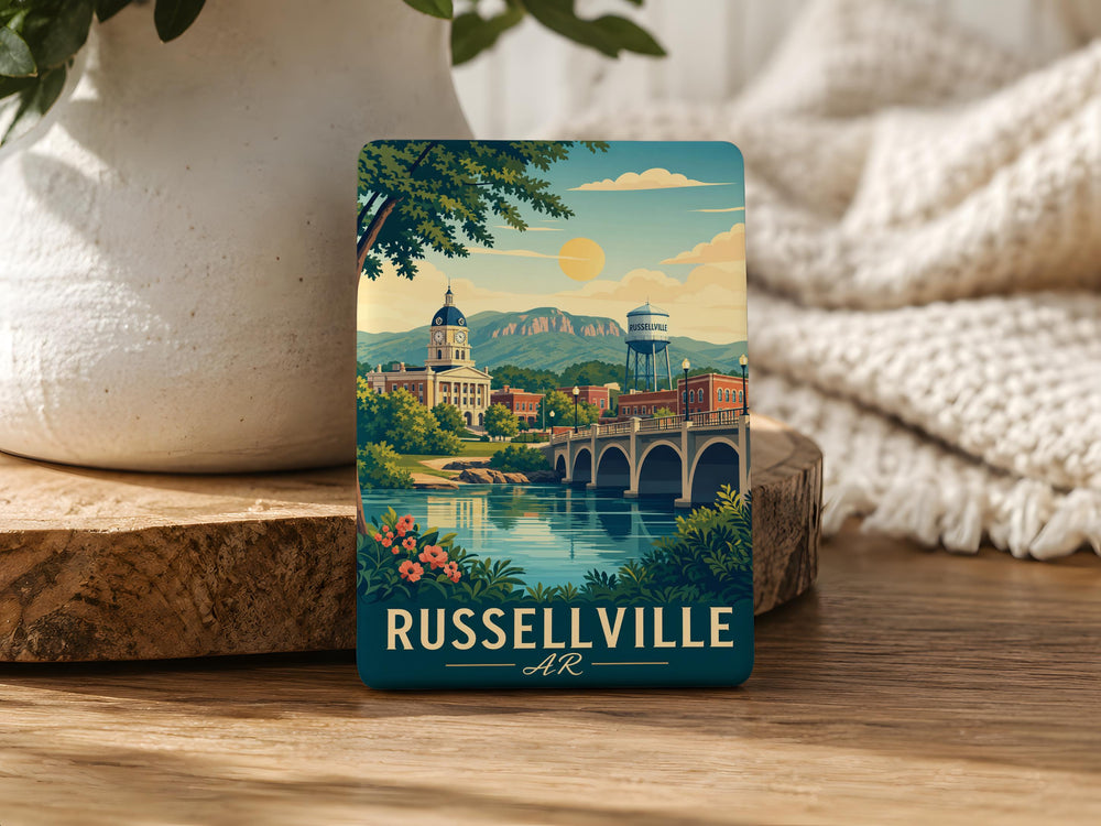 Russellville AR Fridge Magnet, Arkansas Souvenir Magnet, Russellville Arkansas Travel Gift, Hometown Keepsake, City Name Magnet