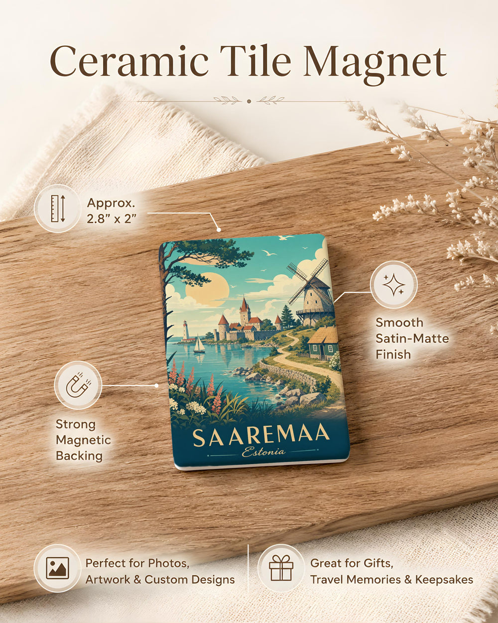 Saaremaa Estonia Fridge Magnet, Saaremaa Island Souvenir Magnet, Estonian Travel Gift, Baltic Sea Island Keepsake Magnet