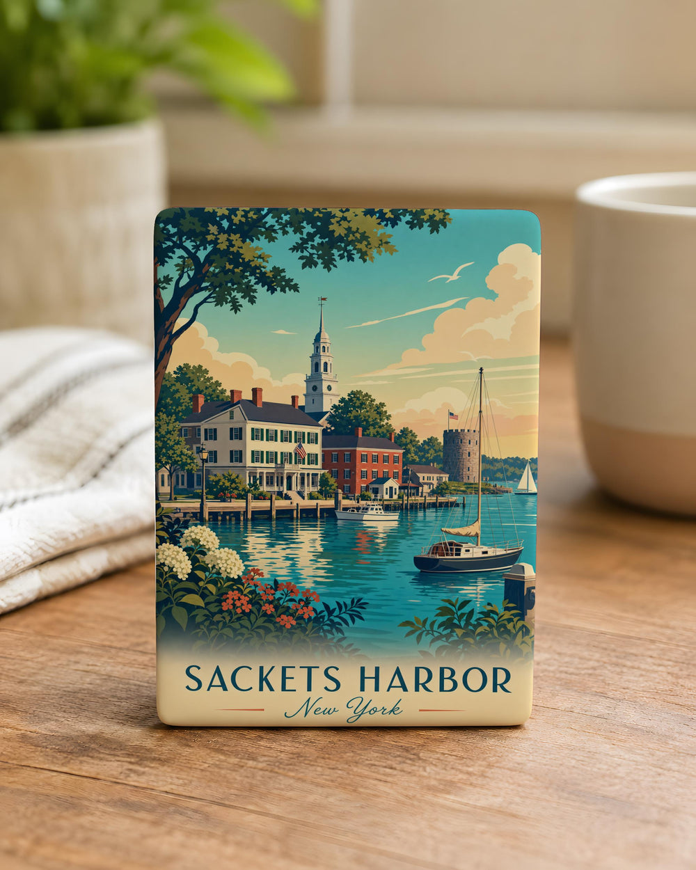 Sackets Harbor NY Fridge Magnet, Sackets Harbor New York Souvenir Magnet, Lake Ontario Harbor Town Travel Gift Magnet