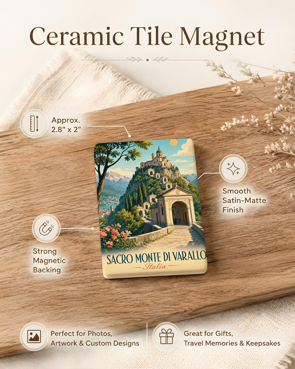 Sacro Monte di Varallo Fridge Magnet, Varallo Sesia Italy Pilgrimage Site Souvenir Magnet, Sacred Mountain Landmark Magnet