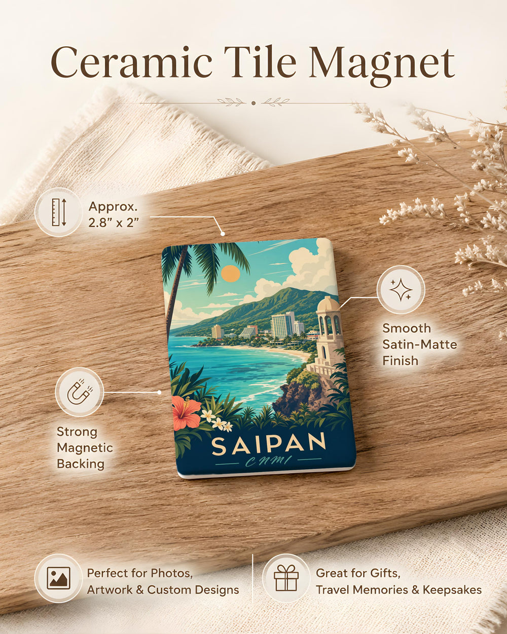 Saipan CNMI Fridge Magnet, Northern Mariana Islands Souvenir Magnet, Saipan Island Travel Keepsake Gift