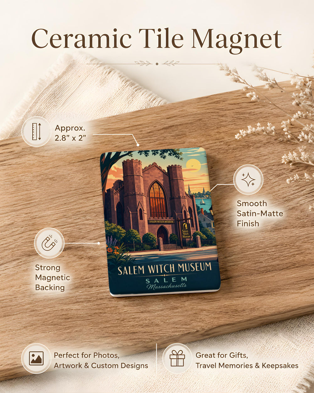 Salem Witch Museum Fridge Magnet, Salem Massachusetts Witch History Souvenir Magnet, Haunted Salem Attraction Magnet