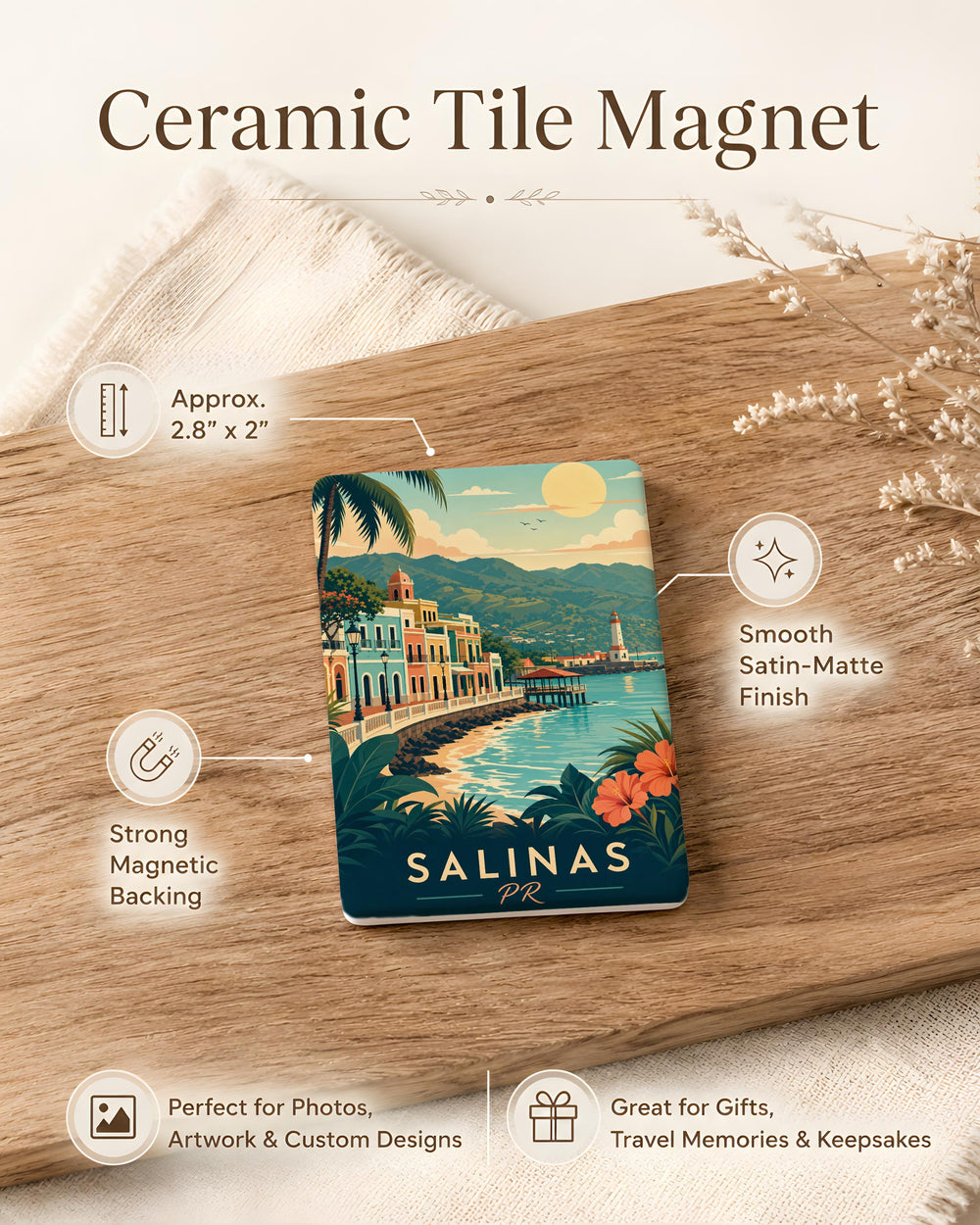 Salinas Puerto Rico Fridge Magnet, Salinas PR Souvenir, Puerto Rico Travel Gift, Caribbean Island Keepsake Magnet