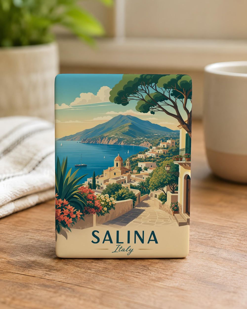 Salina Italy Fridge Magnet, Salina Island Souvenir, Aeolian Islands Travel Keepsake, Sicily Italy Vacation Memory Magnet