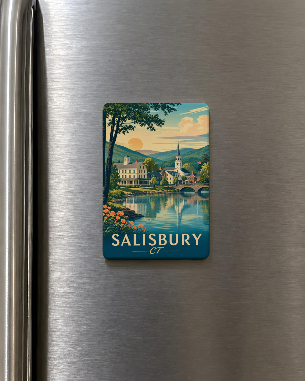 Salisbury CT Fridge Magnet, Salisbury Connecticut Souvenir Magnet, Town Travel Keepsake, New England Gift, Connecticut Decor Magnet