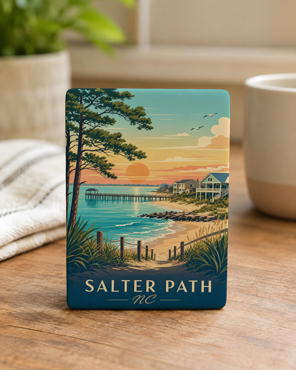 Salter Path NC Fridge Magnet, North Carolina Outer Banks Souvenir, Salter Path Coastal Town Keepsake Magnet