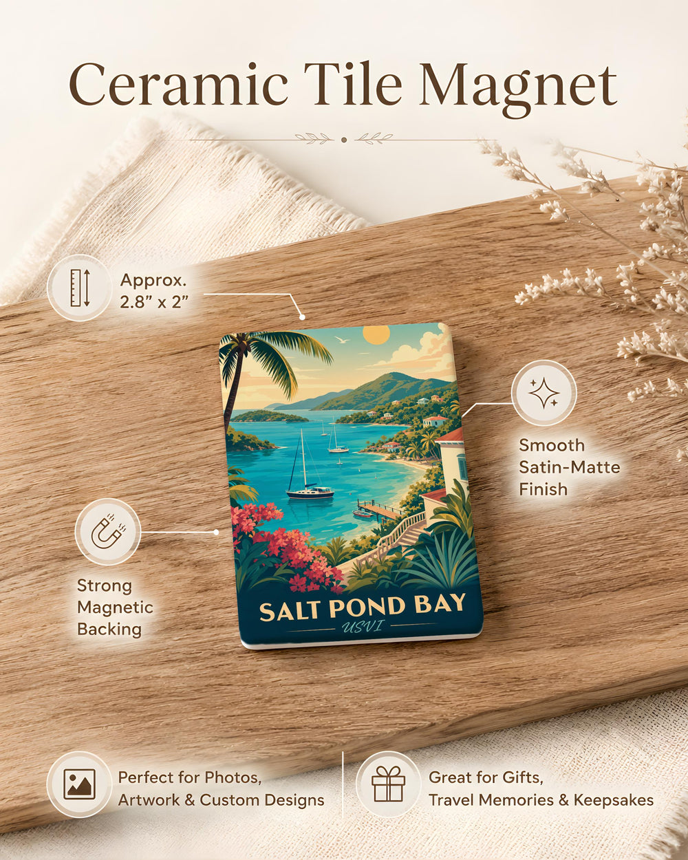 Salt Pond Bay USVI Fridge Magnet, St. John U.S. Virgin Islands Souvenir Magnet, Caribbean Beach Cove Travel Keepsake
