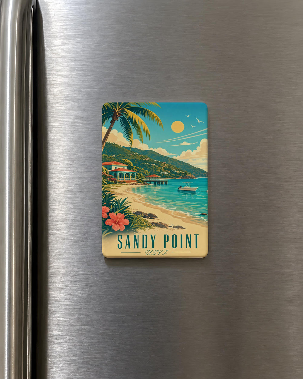 Sandy Point USVI Fridge Magnet, St Croix Beach Souvenir, Caribbean Island Travel Gift, Sea Turtle Nesting Sanctuary Keepsake