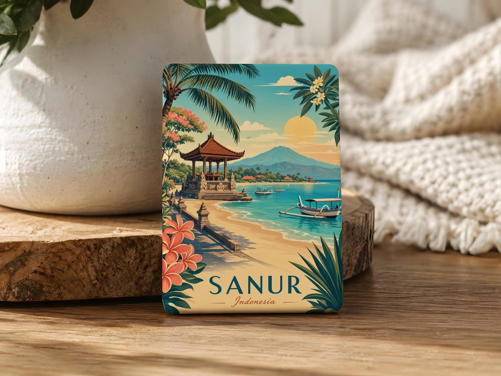 Sanur Indonesia Fridge Magnet, Bali Beach Souvenir Magnet, Sanur Landmark Travel Keepsake, Indonesia Vacation Gift Magnet