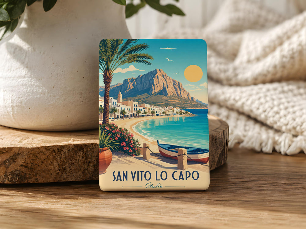 San Vito Lo Capo Italy Fridge Magnet, Sicilian Coastal Town Souvenir Magnet, Travel Gift Keepsake
