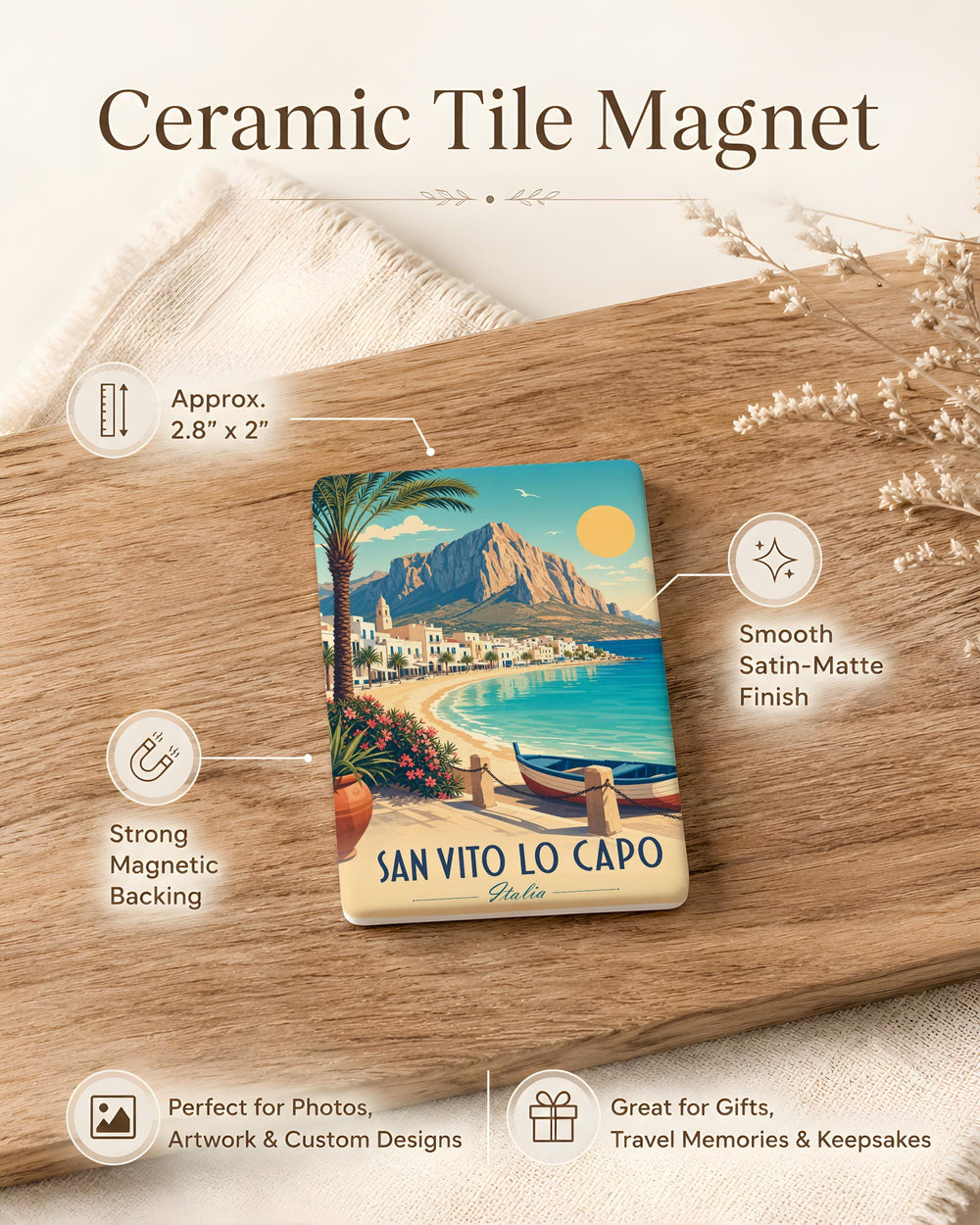 San Vito Lo Capo Italy Fridge Magnet, Sicilian Coastal Town Souvenir Magnet, Travel Gift Keepsake