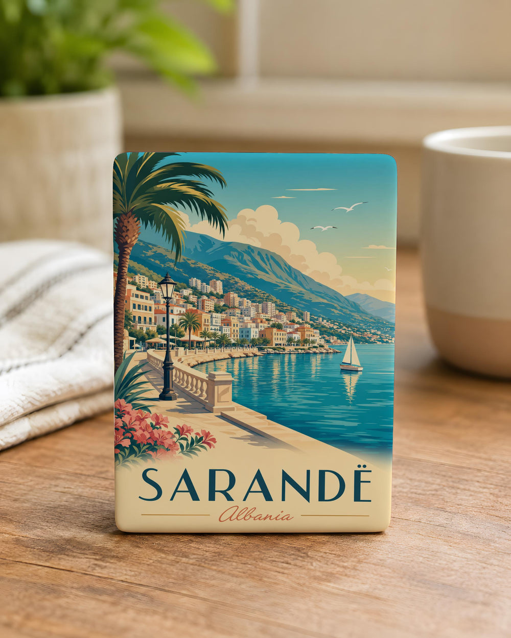 Sarandë Albania Fridge Magnet, Saranda Souvenir Magnet, Albanian Riviera Travel Gift, Saranda City Landmark Magnet