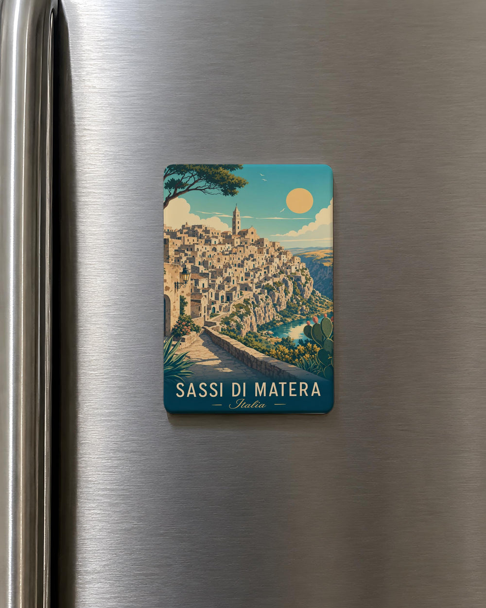 Sassi di Matera Fridge Magnet, Matera Italy Cave Dwellings Souvenir Magnet, Historic Stone Houses Travel Keepsake Magnet
