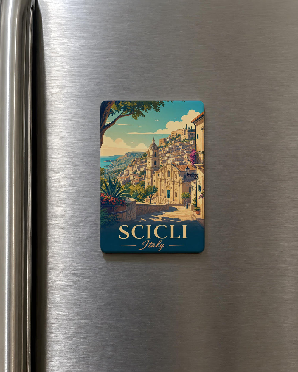 Scicli Italy Fridge Magnet, Sicilian Baroque Town Souvenir, Travel Gift, Italy Vacation Keepsake, Scicli Landmark Magnet