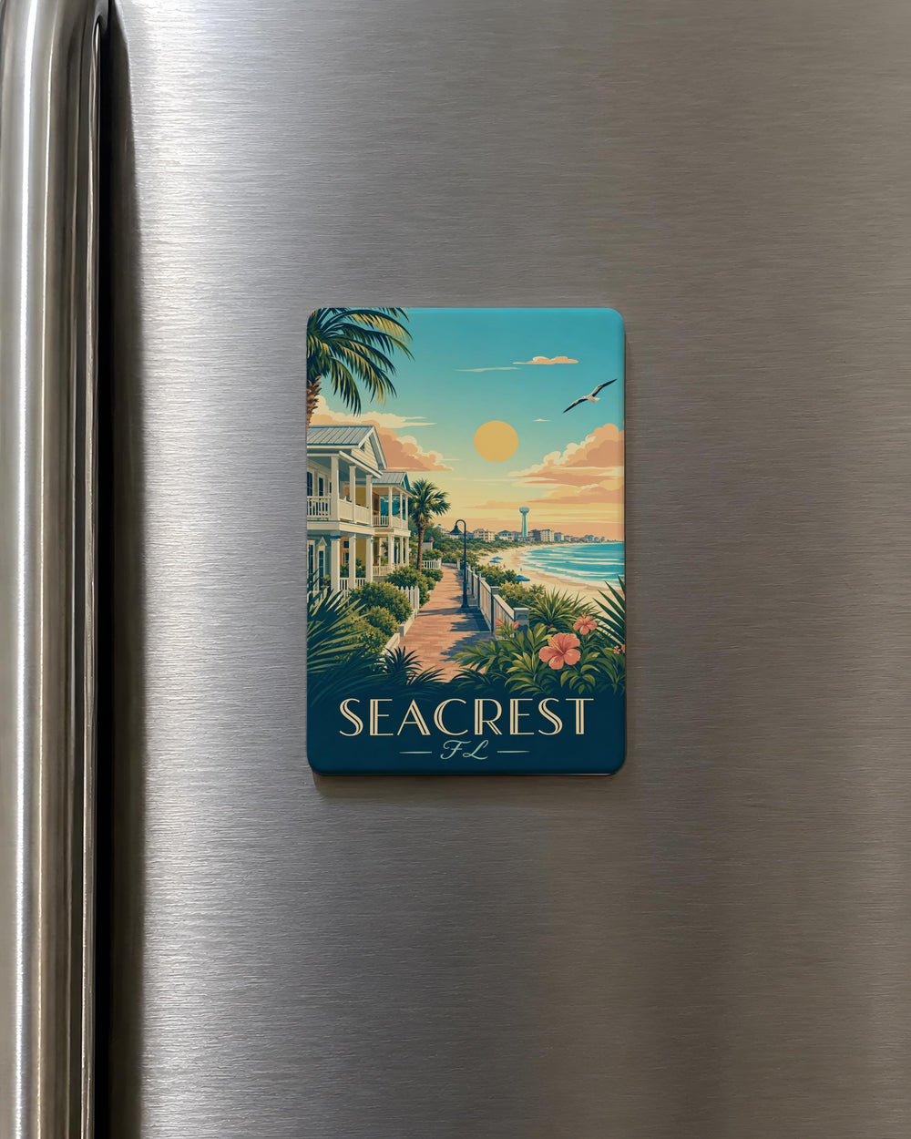 Seacrest FL Fridge Magnet, Seacrest Florida Souvenir Magnet, Beach Town Travel Keepsake, Coastal Vacation Gift