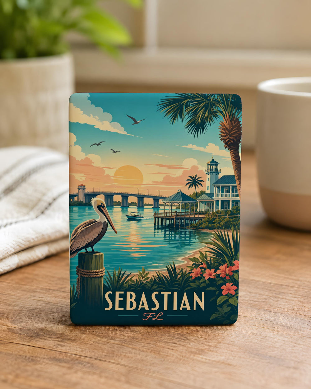 Sebastian Florida Fridge Magnet, Sebastian FL Souvenir Magnet, Indian River Lagoon Coastal Town Travel Keepsake Magnet