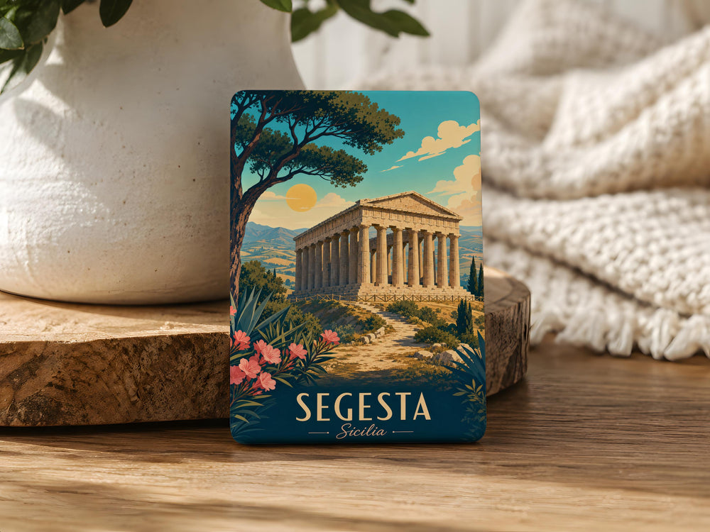 Segesta Temple Fridge Magnet, Ancient Greek Temple Ruins Sicily Souvenir Magnet, Archaeology Travel Keepsake Magnet