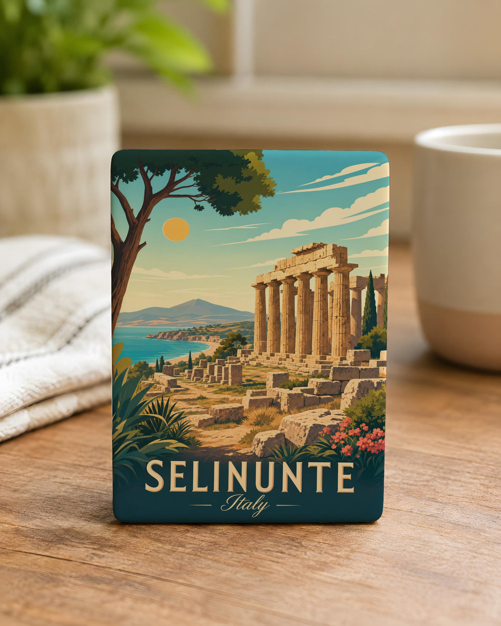 Selinunte Ruins Fridge Magnet, Ancient Greek Temple Ruins Souvenir, Sicily Italy Archaeological Site Travel Keepsake Magnet
