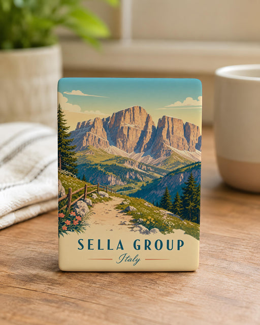 Sella Group Mountain Peaks Fridge Magnet, Dolomites Italy Alpine Landscape Souvenir Magnet, Hiking Climbing Travel Gift