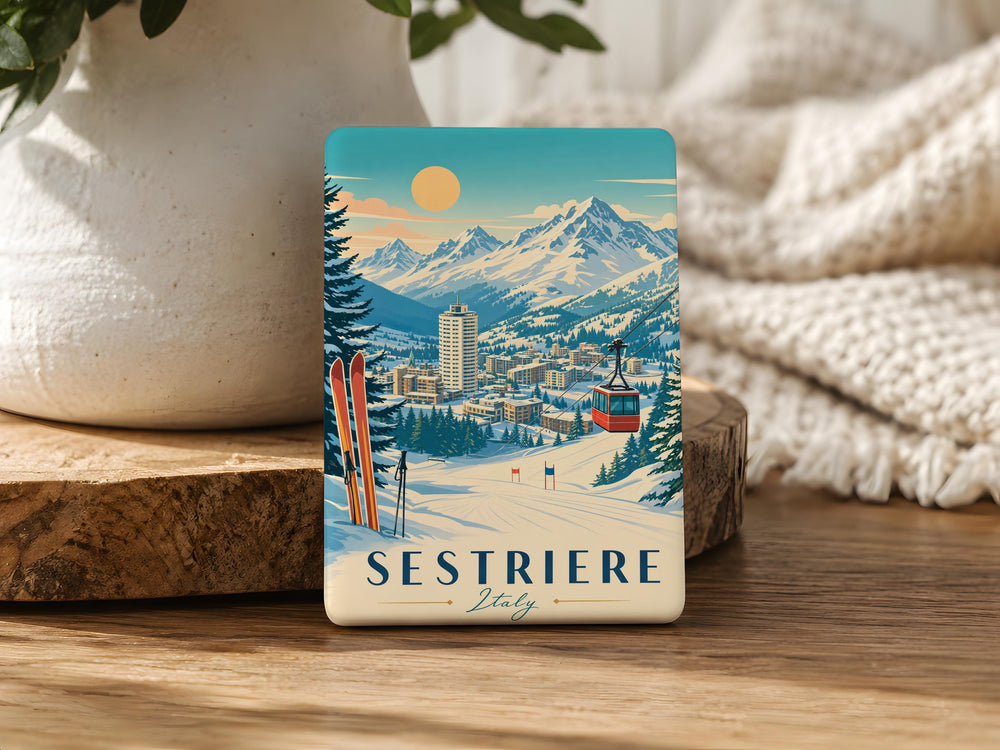 Sestriere Italy Fridge Magnet, Sestriere Ski Resort Souvenir, Italian Alps Mountain Travel Magnet, Piemonte Italy Gift