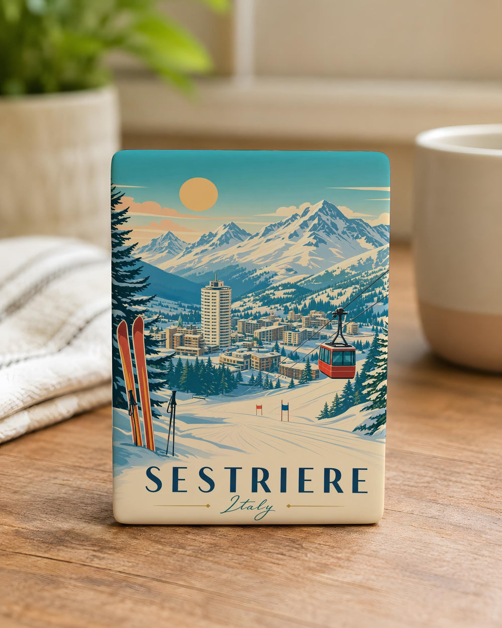 Sestriere Italy Fridge Magnet, Sestriere Ski Resort Souvenir, Italian Alps Mountain Travel Magnet, Piemonte Italy Gift