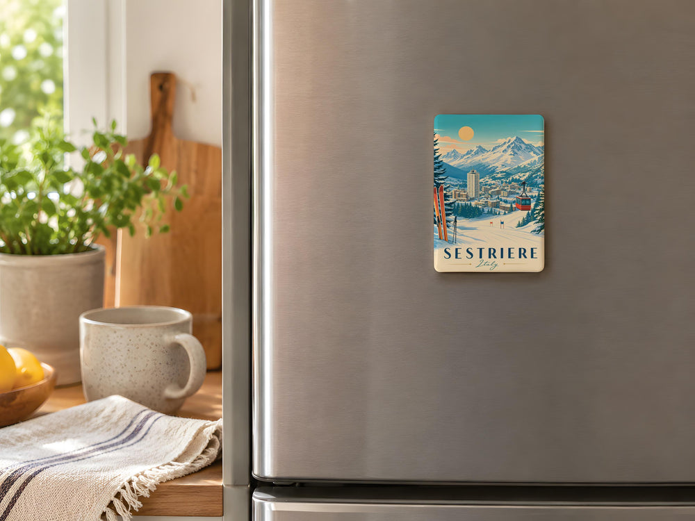 Sestriere Italy Fridge Magnet, Sestriere Ski Resort Souvenir, Italian Alps Mountain Travel Magnet, Piemonte Italy Gift