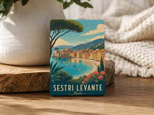 Sestri Levante Italy Fridge Magnet, Ligurian Coast Travel Souvenir Magnet, Italian Riviera Seaside Town Magnet