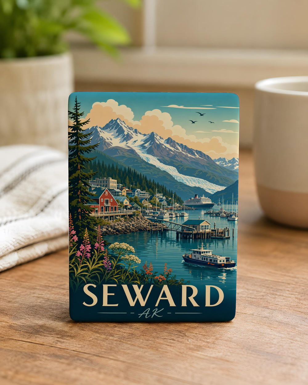 Seward Alaska Fridge Magnet, Seward AK Souvenir Magnet, Kenai Peninsula Travel Gift, Alaska Vacation Keepsake Magnet